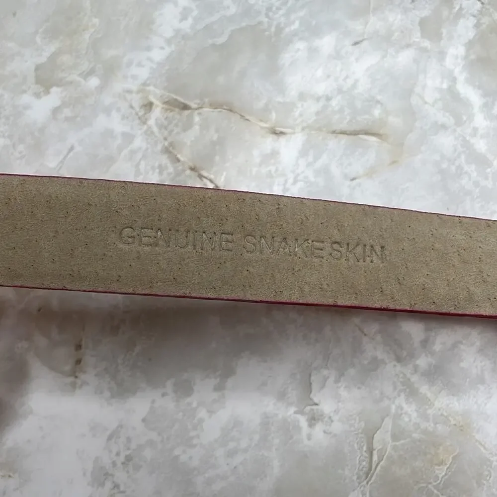 Contemporary red snakeskin belt